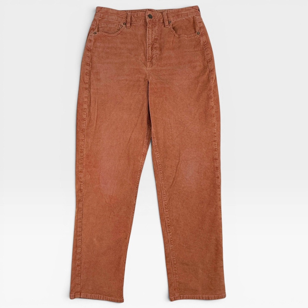 AMERICAN EAGLE Mom Straight Corduroy Jeans Womens 12 Long Rust High Rise Casual - Picture 3 of 10
